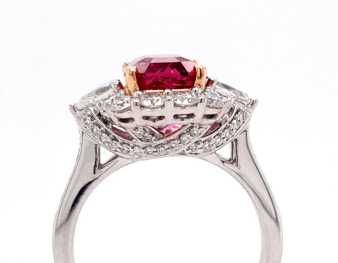 Platinum and 18ct Rose Gold Pink Spinel and Diamond Ring