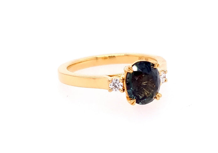 18ct Yellow Gold Trilogy Sapphire and Diamond Ring