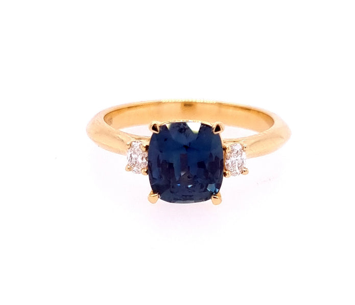 18ct Yellow Gold Trilogy Sapphire and Diamond Ring