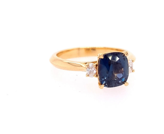 18ct Yellow Gold Trilogy Sapphire and Diamond Ring