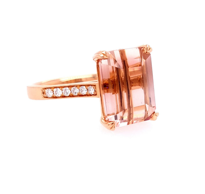 18ct Rose Gold Tourmaline and Diamond Ring