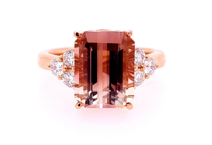 18ct Rose Gold Tourmaline and Diamond Ring