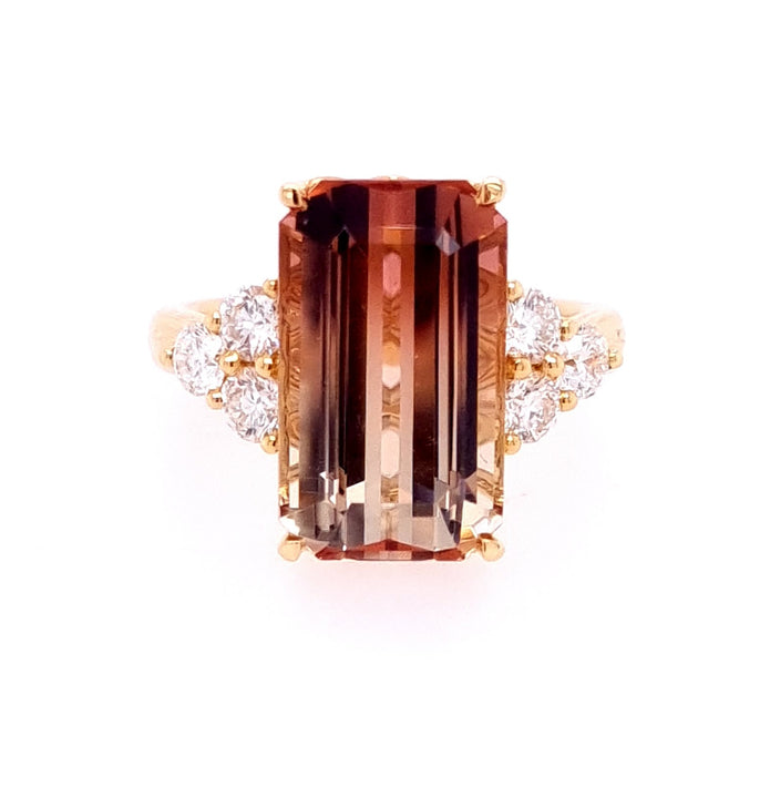 18ct Yellow Gold Tourmaline and Diamond Ring