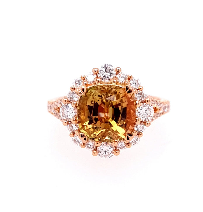 18ct Rose Gold Tourmaline and Diamond Ring