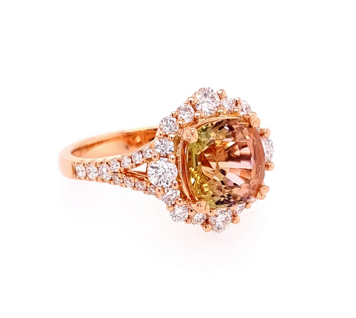 18ct Rose Gold Tourmaline and Diamond Ring