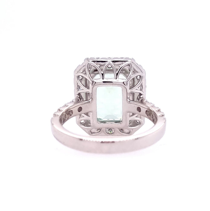 Platinum Mint Green Tourmaline and Diamond Ring