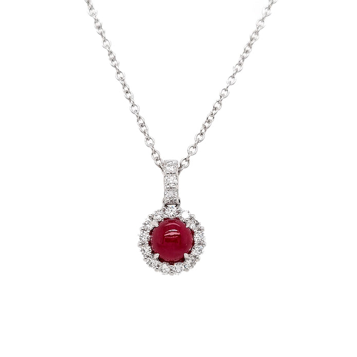 Platinum Greenland Ruby and Diamond Pendant