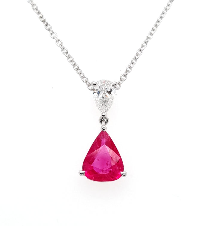 Platinum Greenland Ruby and Diamond Pendant