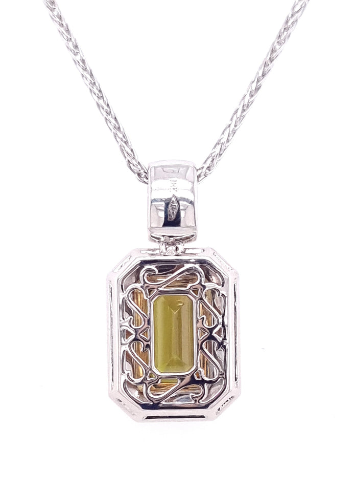 18ct White and Yellow Gold Halo Sphene and Diamond Pendant