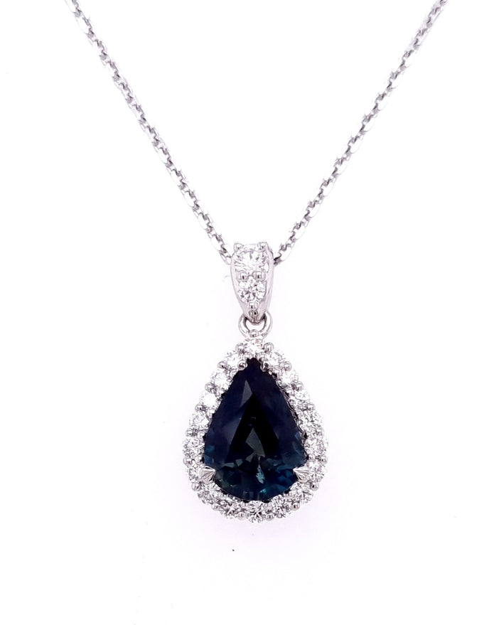 Platinum Australian Blue Sapphire and Diamond Pendant