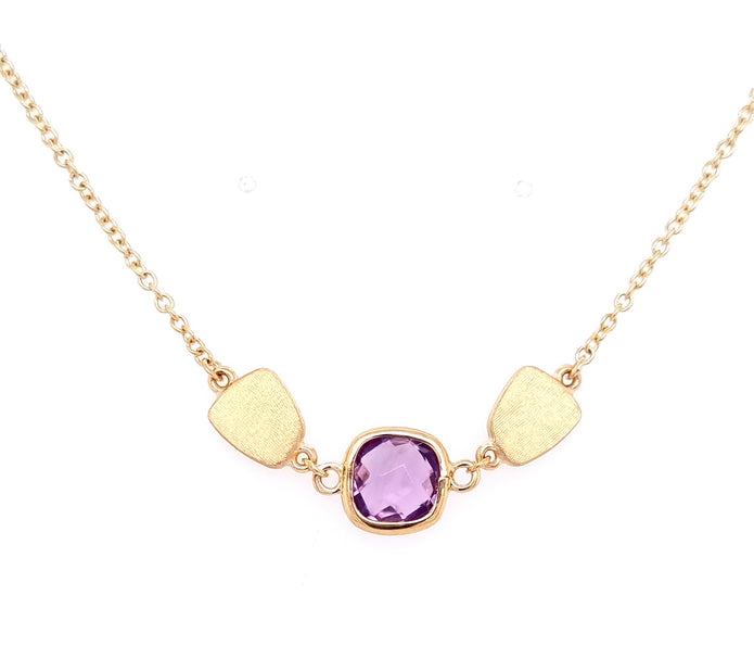 9ct Yellow Gold Amethyst Pendant