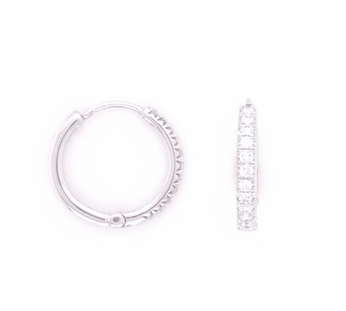 18ct White Gold Diamond Huggie Earrings