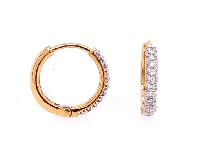 18ct Yellow and White Diamond Hoop Earrings