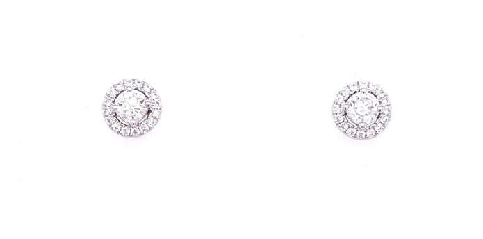 18ct White Gold Diamond Halo Stud Earrings