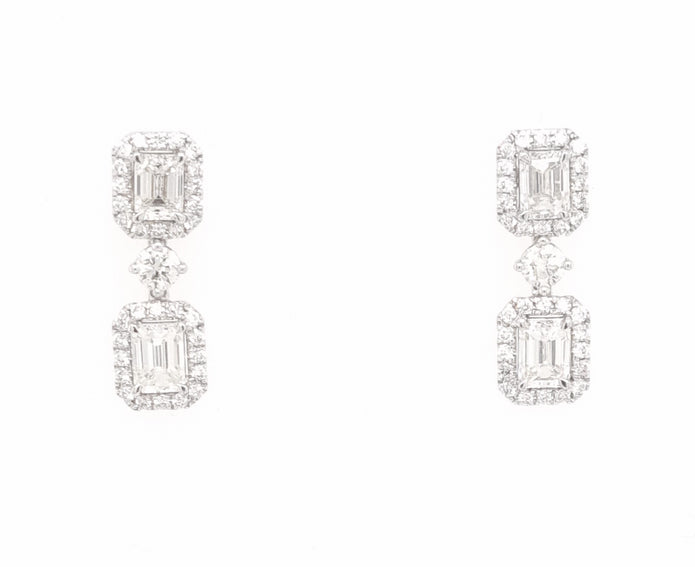 18ct White Gold Diamond Drop Earrings