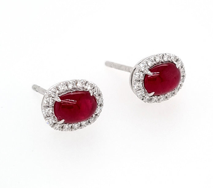 Platinum Greenland Ruby and Diamond Earrings