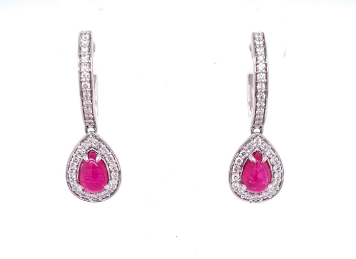 Platinum Greenland Ruby and Diamond Earrings