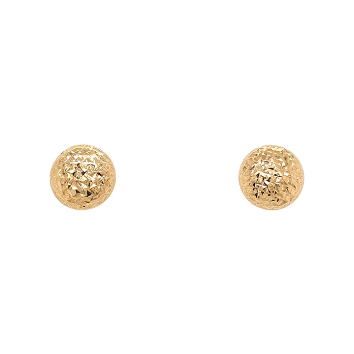 9ct Yellow Gold Diamond Cut Italian Button Stud Earrings