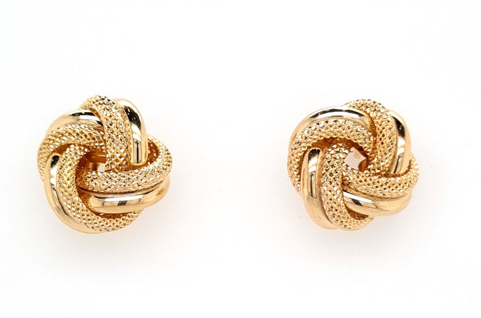 9ct Yellow Gold Italian Knot Stud Earrings