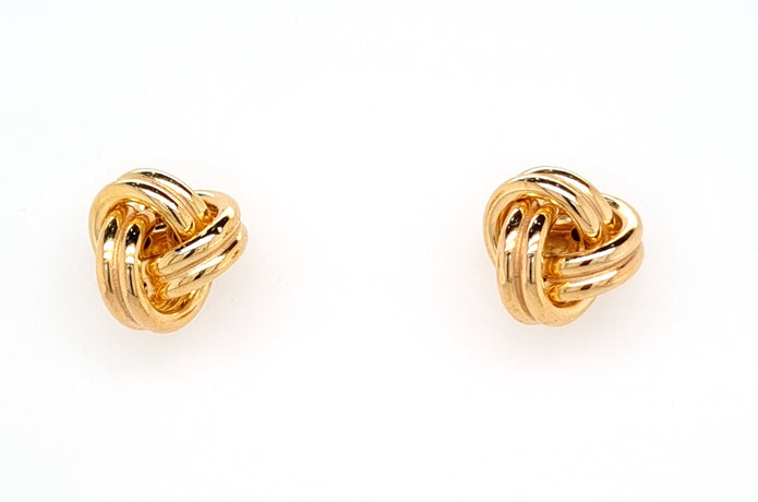 9ct Yellow Gold Double Row Italian Knot Stud Earrings