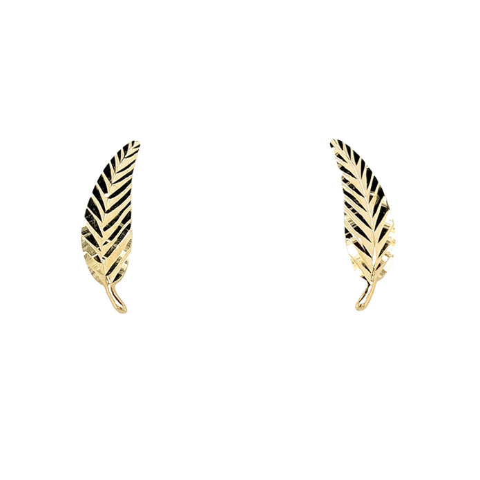 9ct Yellow Gold Italian Leaf Stud Earrings
