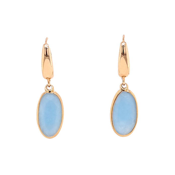 9ct Yellow Gold Aquamarine Drop Earrings