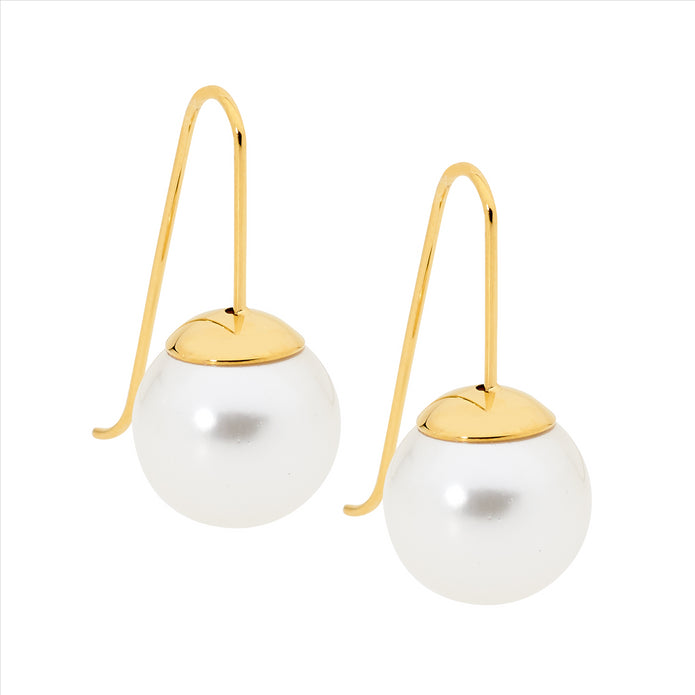 Stainless Steel YGP Pearl Drop Earrings