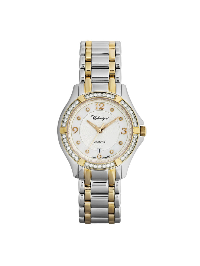 Stainless Steel 30mm YGP Diamond Watch