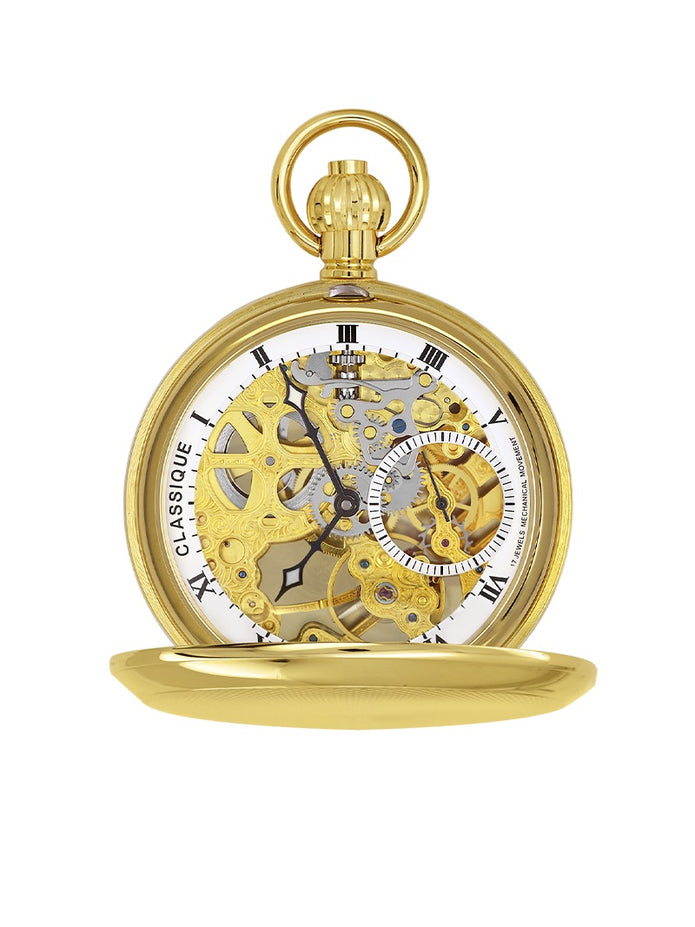 Stainless Steel 49mm GP Mechanical Skeleton Pocket Watch