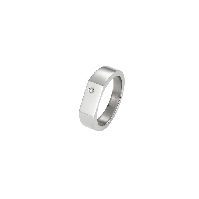 Stainless Steel CZ Signet Ring