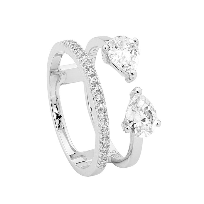 Sterling Silver White CZ Split Band Ring