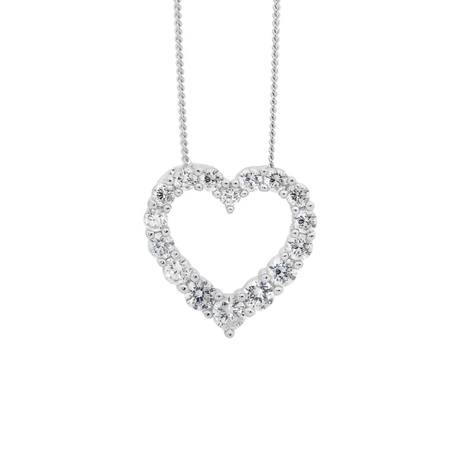 Sterling Silver CZ Heart Pendant