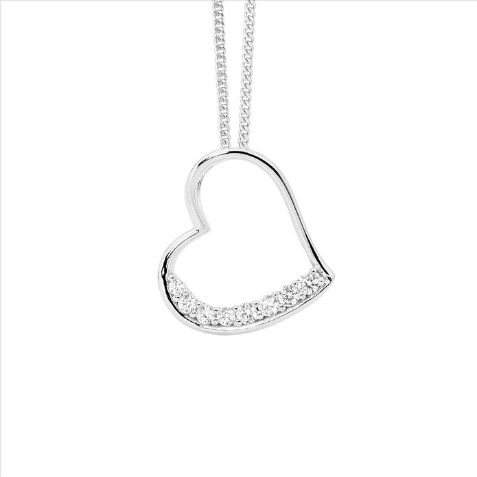 Sterling Silver CZ Heart Pendant