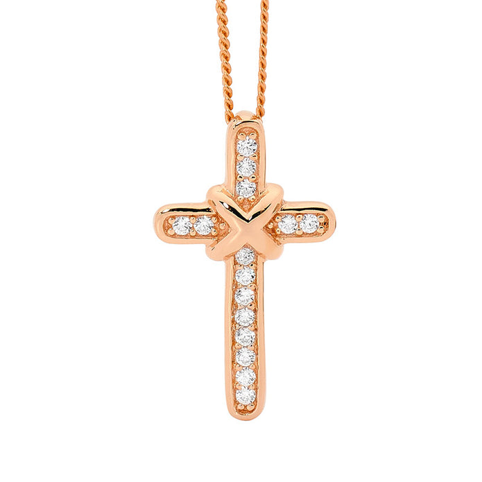 Sterling Silver RGP CZ Cross Pendant