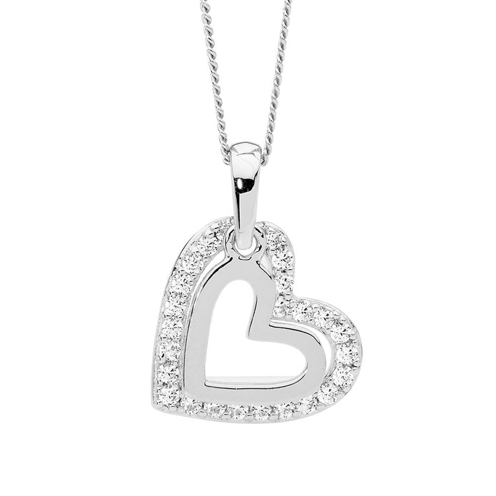 Sterling Silver CZ Heart Pendant