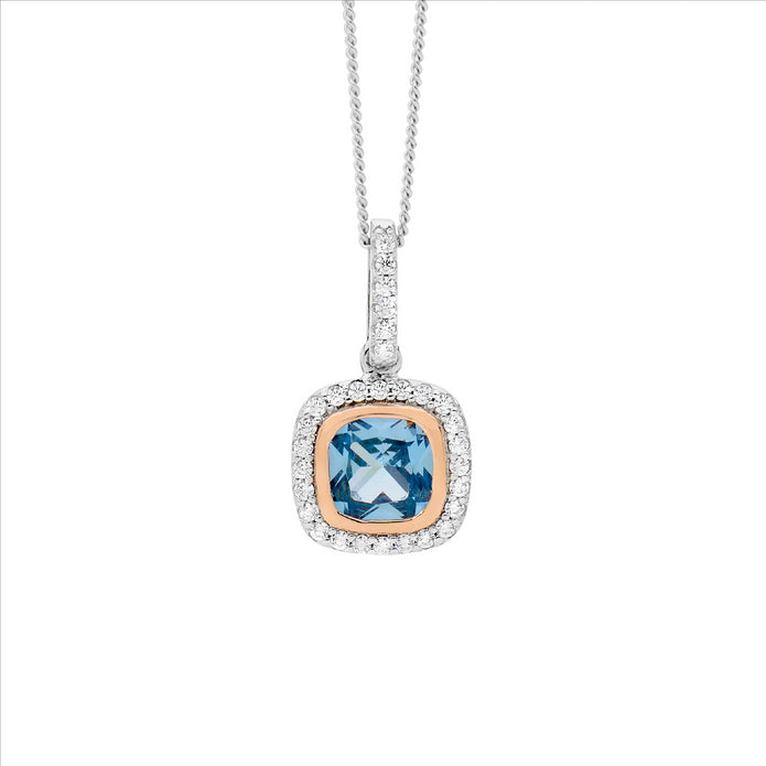 Sterling Silver CZ Halo RGP Drop Pendant