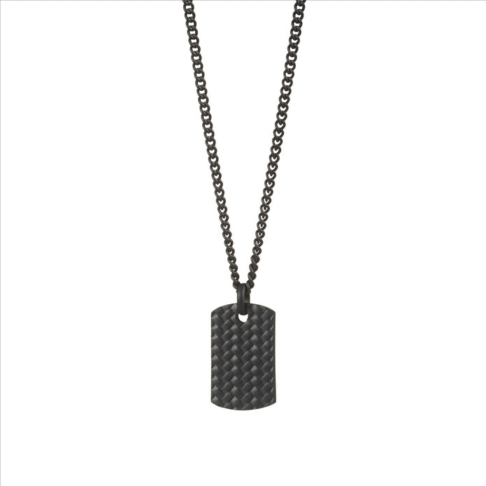 Black Stainless Steel Tyre Pattern Dog Tag Pendant and Chain