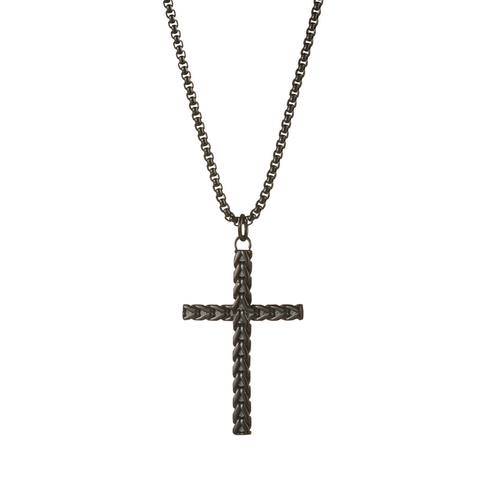 IP Black Stainless Steel Cross and Chain