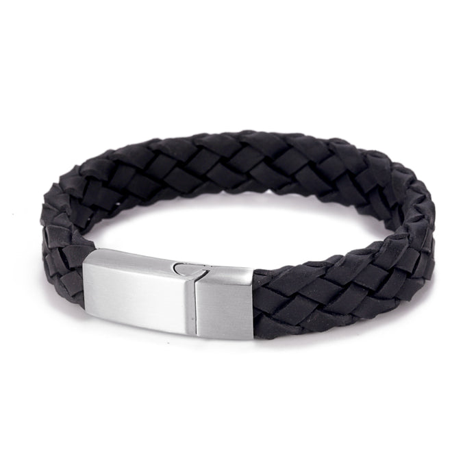 Braided Black Leather Bracelet.