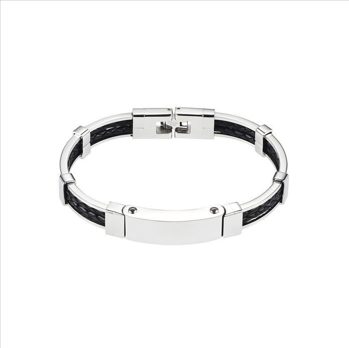 Stainless Steel Double Leather Strand Bracelet