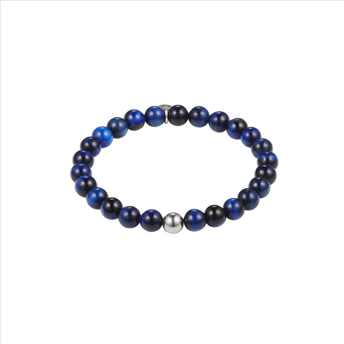 Cudworth 8mm Blue Tiger Eye Stainless Steel Beaded Bracelet