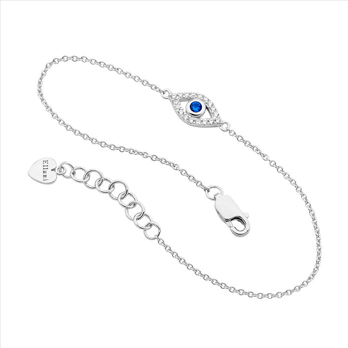 Sterling Silver CZ Evil Eye Bracelet