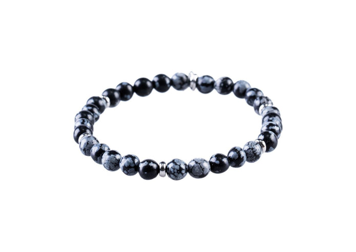 Black and Blue Agate Beaded Bracelet