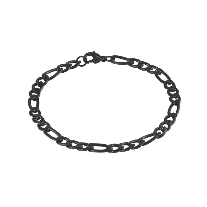 IP Black Stainless Steel Figaro Chain Bracelet