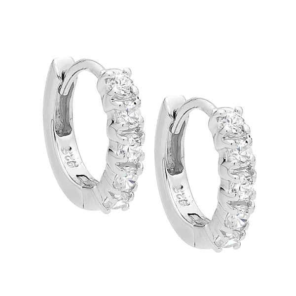 Sterling Silver 10mm CZ Hoop Earrings