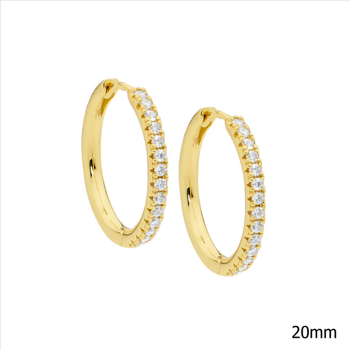 Sterling Silver GP CZ 20mm Hoop Earrings