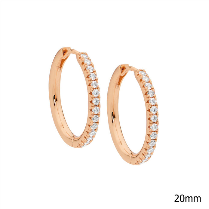 Sterling Silver RGP CZ 20mm Hoop Earrings