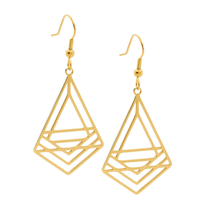 Stainless Steel GP Abstract Triangle Drop Earrings