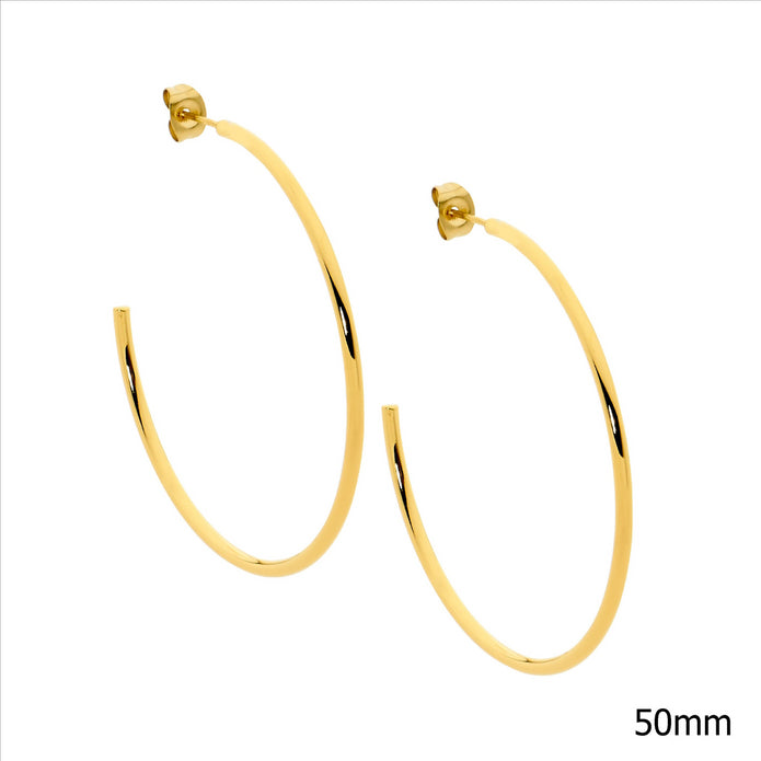 Stainless Steel GP 50mm Hoop Earrings