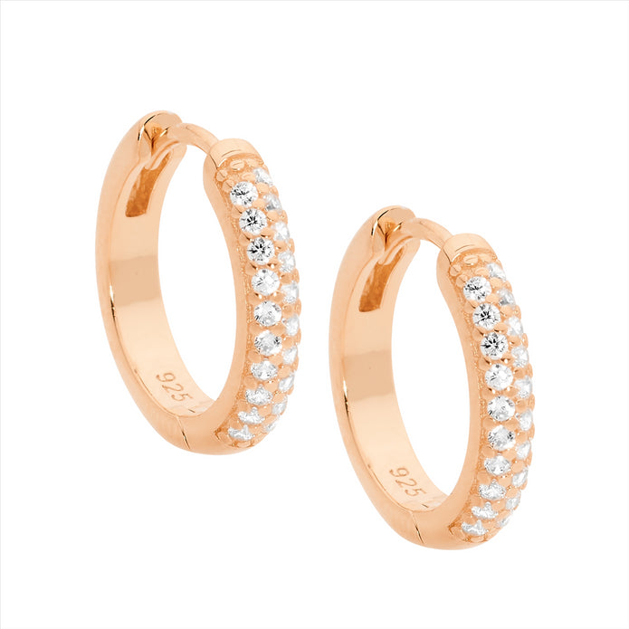 Sterling Silver RGP CZ 16mm Hoop Earrings